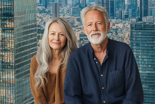 זוג על רקע מגדל אחוזת געתיים